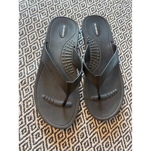 Okabashi Surf Mens Flip Flop Sandals Black Size LL 11-12 Made in USA Comfort
